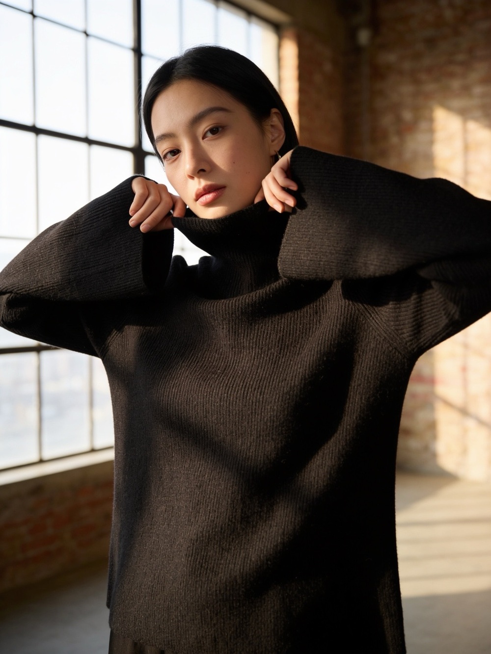 Rebecca Minkoff cashmere Mock Neck, bell sleeves Sweater Y2K (SA0529) Romantic